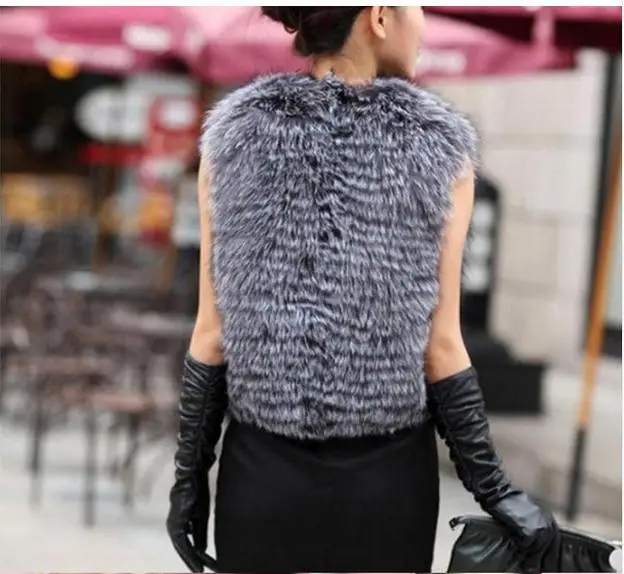 2018 Для женщин с имитацией лисьего меха жилет короткий участок повседневная