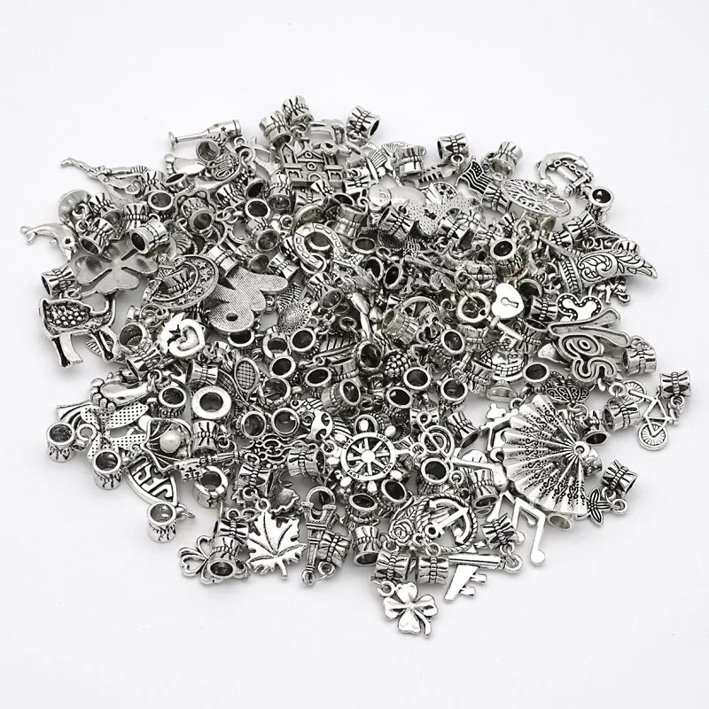 Бесплатная доставка 30 шт./лот смешанные Серебристые Висячие шармы в европейском