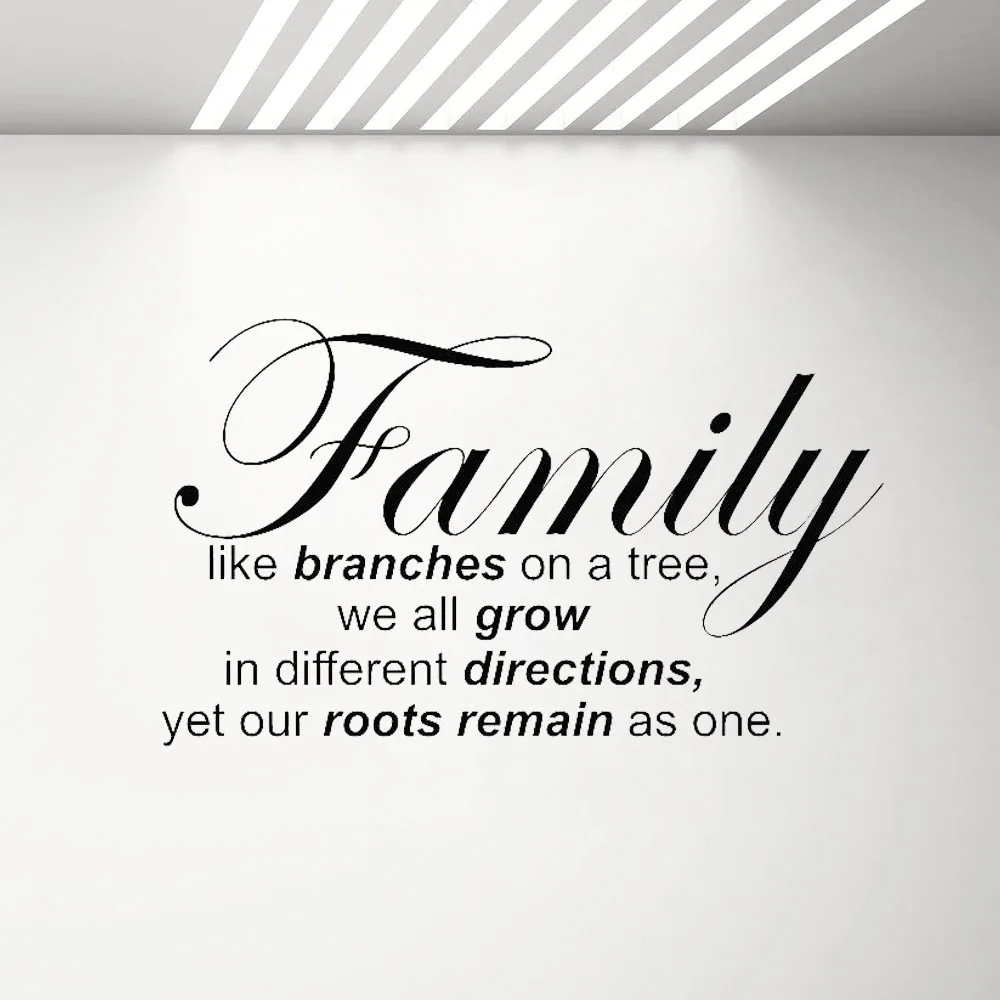 Виниловые наклейки на стену с надписью Family Lettering как ветки дереве настенные