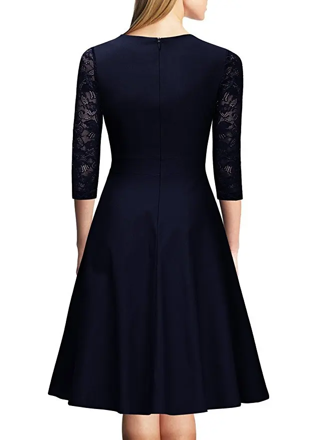 Женское Элегантное летнее кружевное платье туника с рукавом 3/4 винтажное офисное