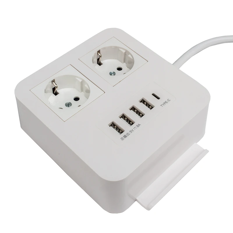 Настольный шнур питания 2 м: розетки европейского стандарта + 4 usb зарядного