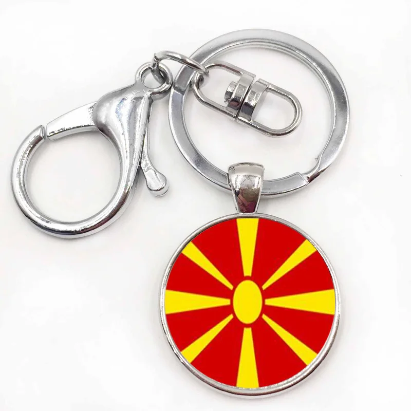 Macedonia флаг брелок круглый купол стеклянный арт ключевая цепочка изображений