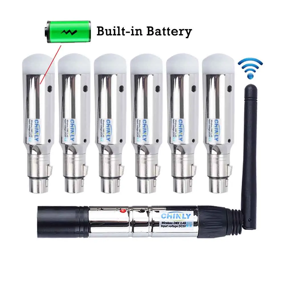 DMX512 беспроводной 2,4G ISM передатчик встроенный аккумулятор приемник контроллер комплект для DJ Клубные вечерние сцены DMX эффект освещения 1+ 6 шт - Цвет: 1T 6R