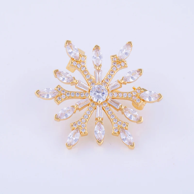 Женская брошь в форме снежинки с фианитами стразы AAA | Украшения и аксессуары