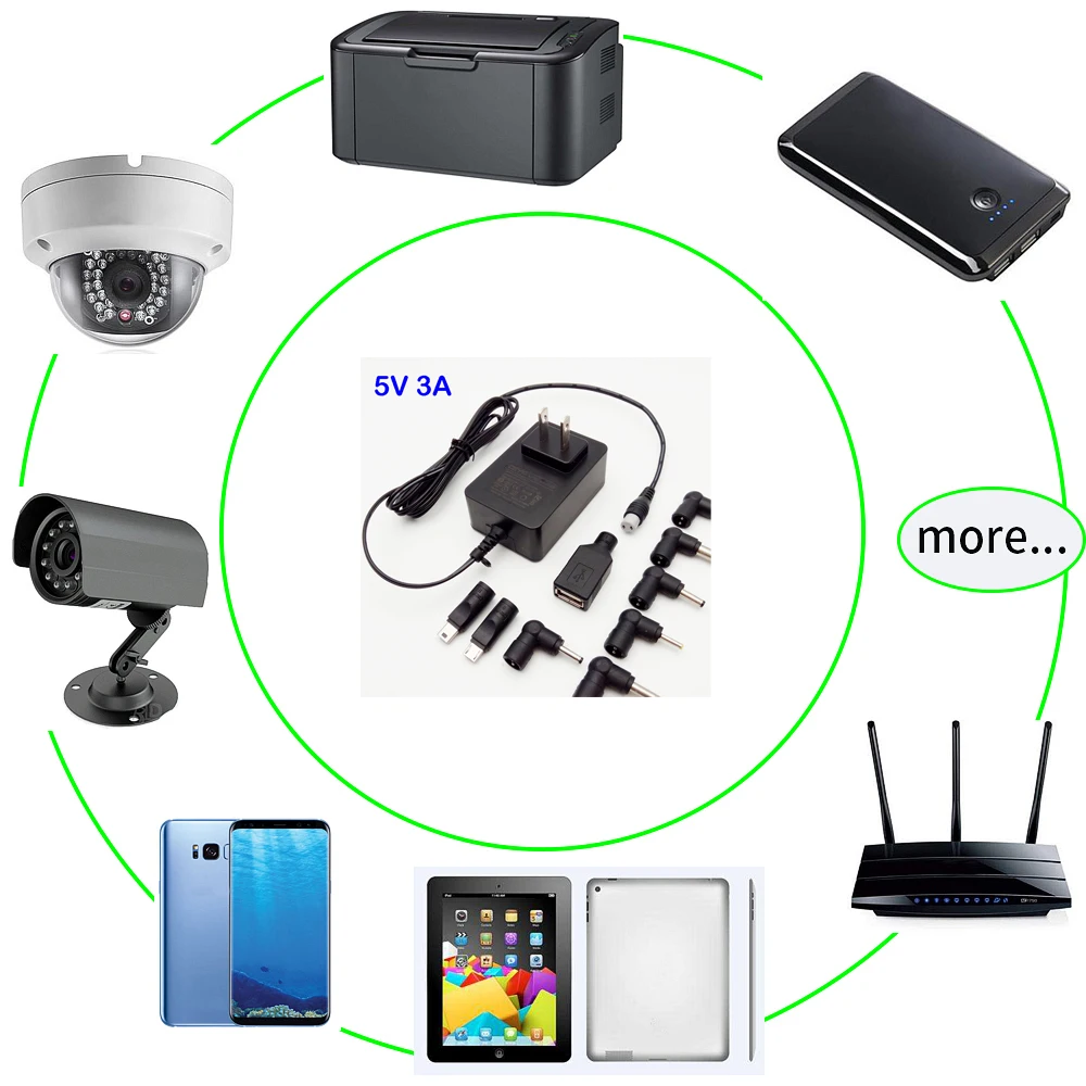CE ROHS FCC 5 В 3A 2.5A 2A 1A 0.5A AC/DC адаптер Мощность питания Зарядное устройство для Raspberry PI 3