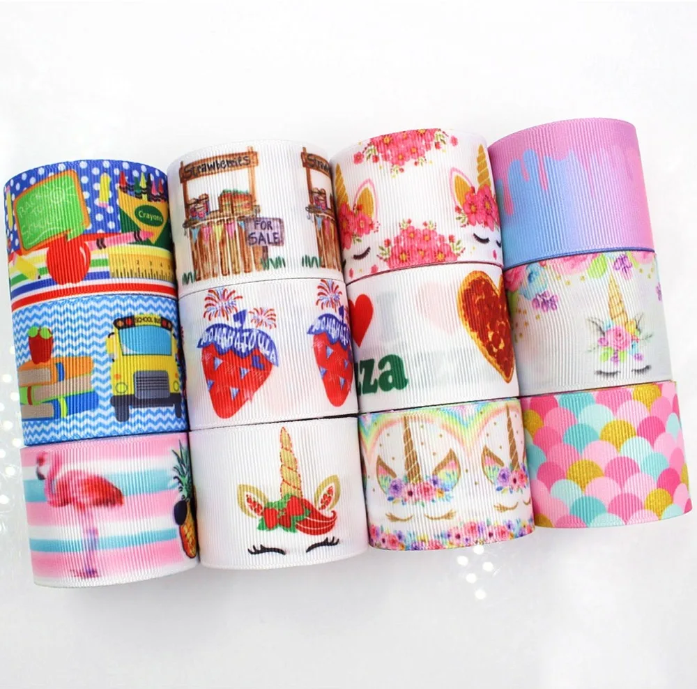 100Y DHL  Free shipping DIY Printing Grosgrain Ribbon Accessories Handmade Hairbow Gift Wrap Ribbon Flroal Ribbon