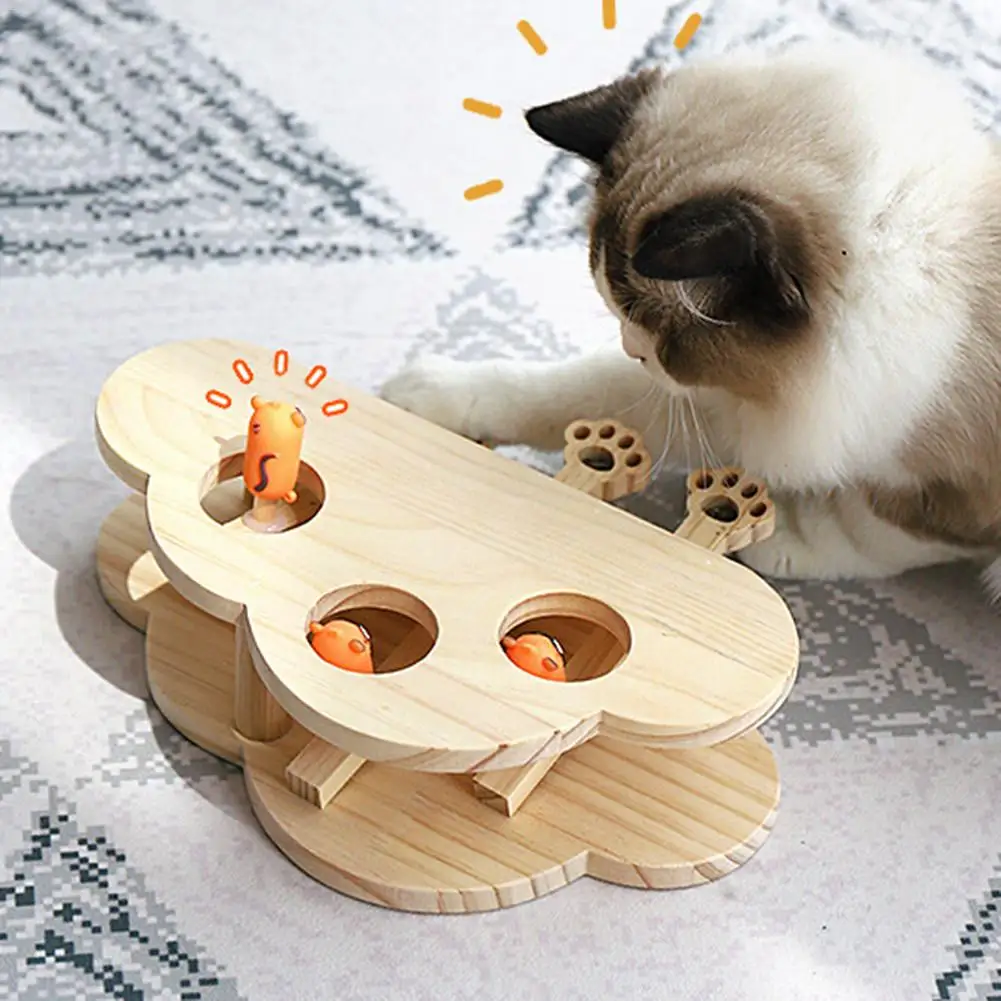 Новая игрушка для кошек, игрушка из цельного дерева, головоломка, Интерактивная игрушка для кошек, в форме облака, кукла-хомяк, Забавный котенок, деревянная коробка, товары для кошек