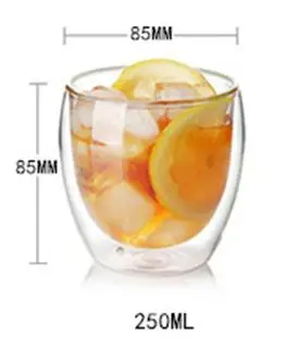 250ML Кружка с двойной стенкой офисные кружки тепла с термоизоляцией, двойной Кофе кружка кофейная стеклянная чашка питьевое молоко Drophipping круглая стеклянная чашка - Цвет: 250ML