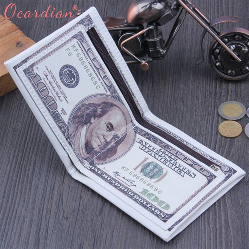 2018 долларов США коричневые кожаные кошельки мужские 100 $ держатель для монет