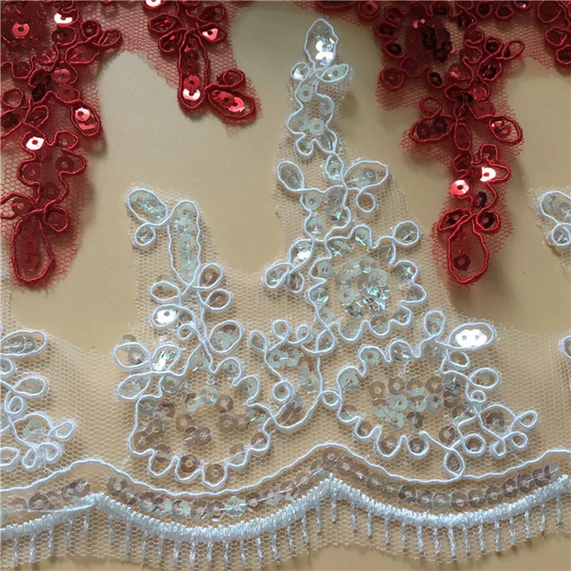 1 ярд блестки бисеры Свадебное кружево обрезка проводная вышивка кружева