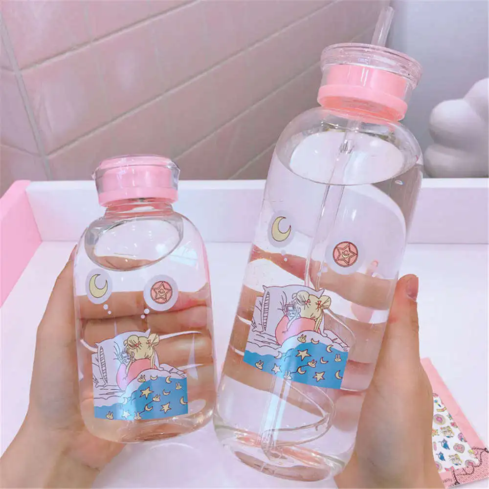 Милая Питьевая бутылка воды для девочек японский мультфильм стеклянная студент