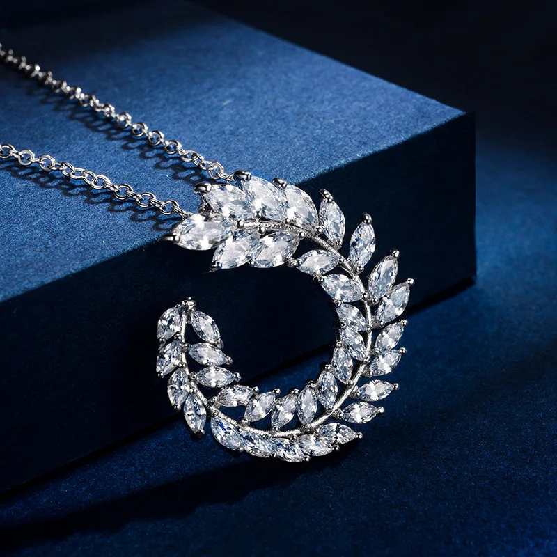 Хит продаж 2020 креативное ожерелье с кулоном в виде листьев из циркония от Swarovski