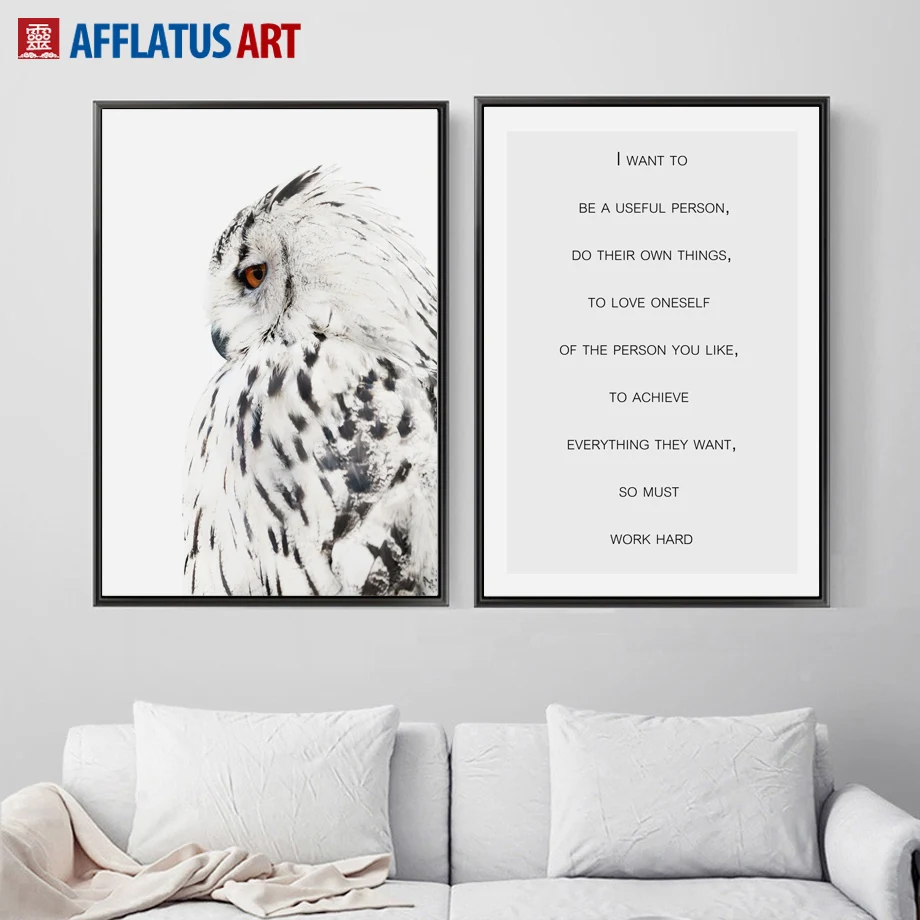 

Owl Motivational Quotes Window Landscape Nordic Poster And Prints Wall Art Canvas Painting Wall Pictures For Living Room Decor