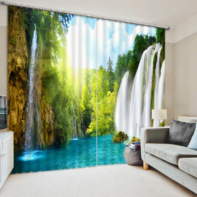 

green bamboo curtains Nature personality style alley photo print 3d curtain Mediterranean Garden Door curtain
