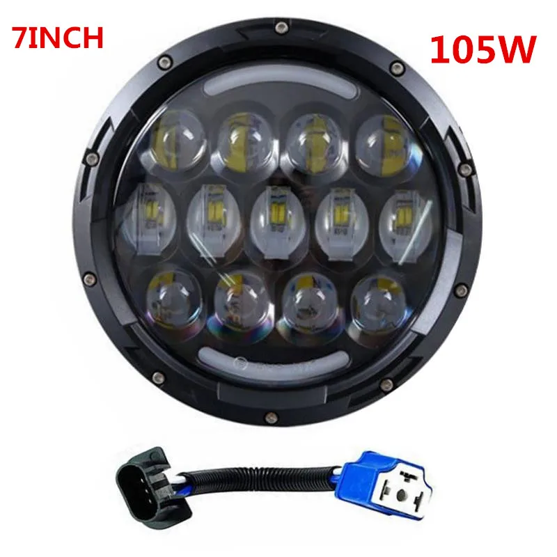 Новейший дизайн 105 Вт 7 дюймовый круглые светодиодные фары для джипа Wrangler JK