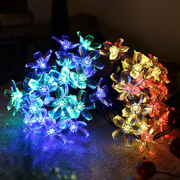 multicolor 6 м 30 светодиодный солнечный гирлянда цветы сказочные огни Водонепроницаемый Открытый Солнечный вишневый цвет свет гирлянда Сад Рождество Праздник свет - Испускаемый цвет: multicolor