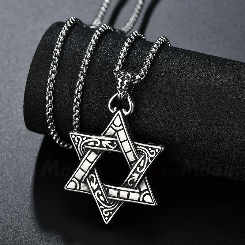 ELSEMODE Magen звезда подвески со звездой Давида Кулон шейный платок для женщин сталь