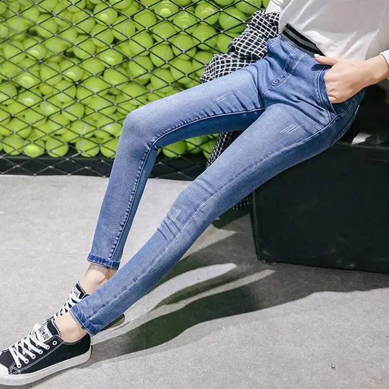 2 джинсы для женщин осень/зима 2018 г. Новый стиль показать тонкие облегающие