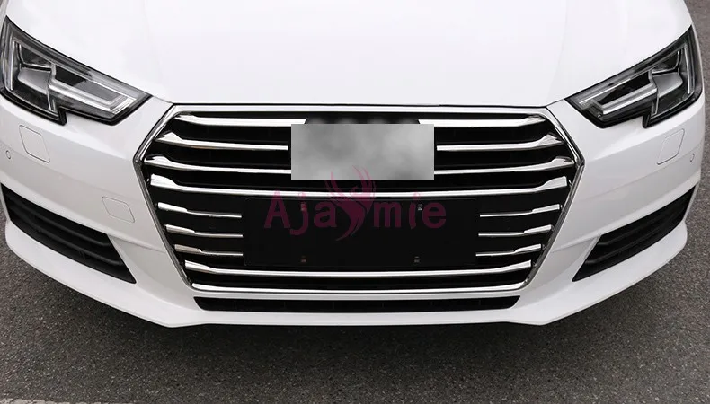 14 шт./лот, аксессуары для Audi A4, передняя решетка, накладка на бампер, зеркальная поверхность, детектор, хромированный автомобильный Стайлинг