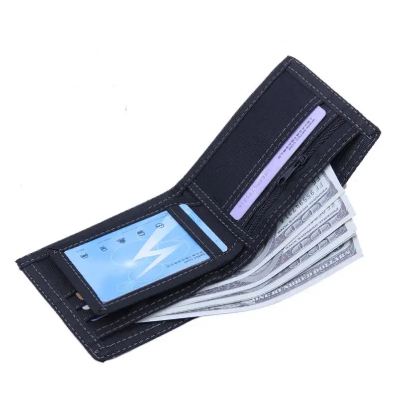 Джинсовый холщовый мужской кошелек с двойной складкой для кредитных карт 2018