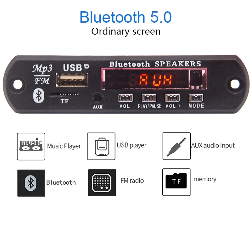 1 ordinary screen Bluetooth MP3 декодер доска 5 в 12 В плеер 3,5 мм AUX WMA FM радио TF USB аудио приемник комплект аксессуаров - Цвет: 1 ordinary screen