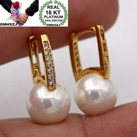 omhxzj wholesale european fashion woman girl party wedding gift pearl aaa zircon 18kt white gold yellow gold drop earrings ea392