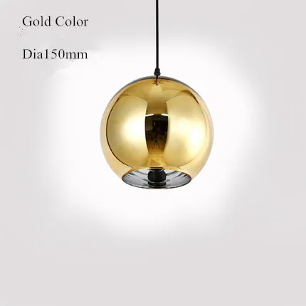 D150mm gold Современный подвесной светильник, Круглый глобус, подвесной светильник, медный стеклянный зеркальный шар, подвесной светильник для кухни, гостиной, светильник, светильник - Цвет корпуса: D150mm gold
