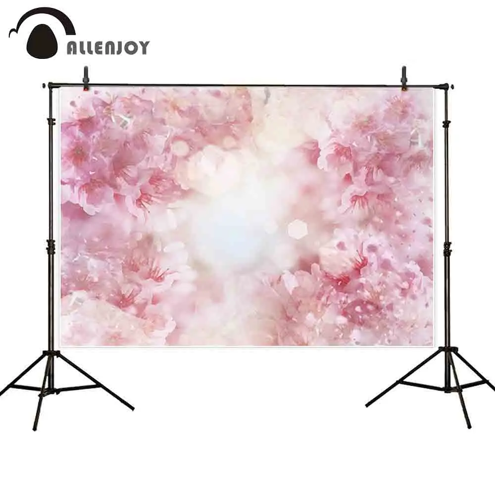 

Allenjoy bokeh pink flower photography backdrop cherry blossoms spring background photocall photobooth custom fabric printed