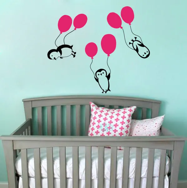 Виниловая наклейка из 3 предметов Пингвины шары детская Настенная Наклейка на