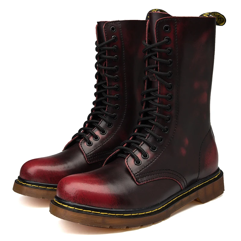 

Fine Zero Size 35-46 Chunky Motorcycle Boots For Man And Women Autumn 2021 Fashion Round Toe Lace-up Combat Boots