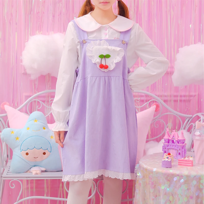 Осеннее женское платье мягкий джемпер с милым сердцем и Вишенкой SK Lolita Kawaii