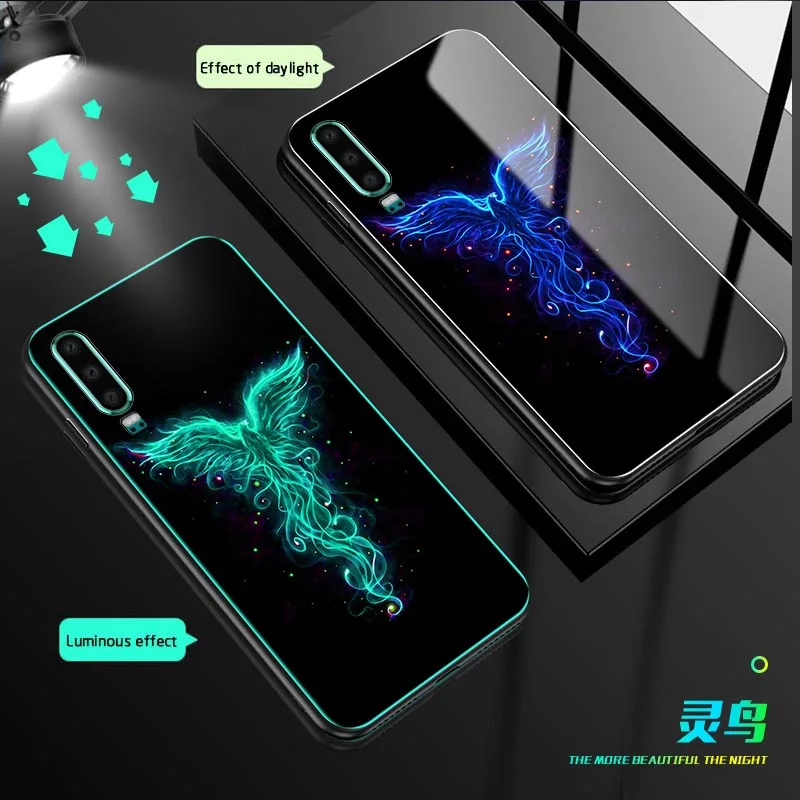 Светящийся стеклянный чехол для Huawei P30 Pro mate 20 pro P20 Lite роскошная задняя крышка Honor