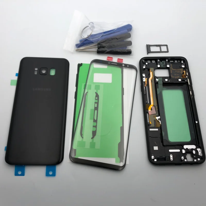 S8+ чехол с полным корпусом, задняя крышка+ передняя стеклянная линза+ средняя рамка для samsung Galaxy S8 Plus G955 G955F G955FD G955F/DS