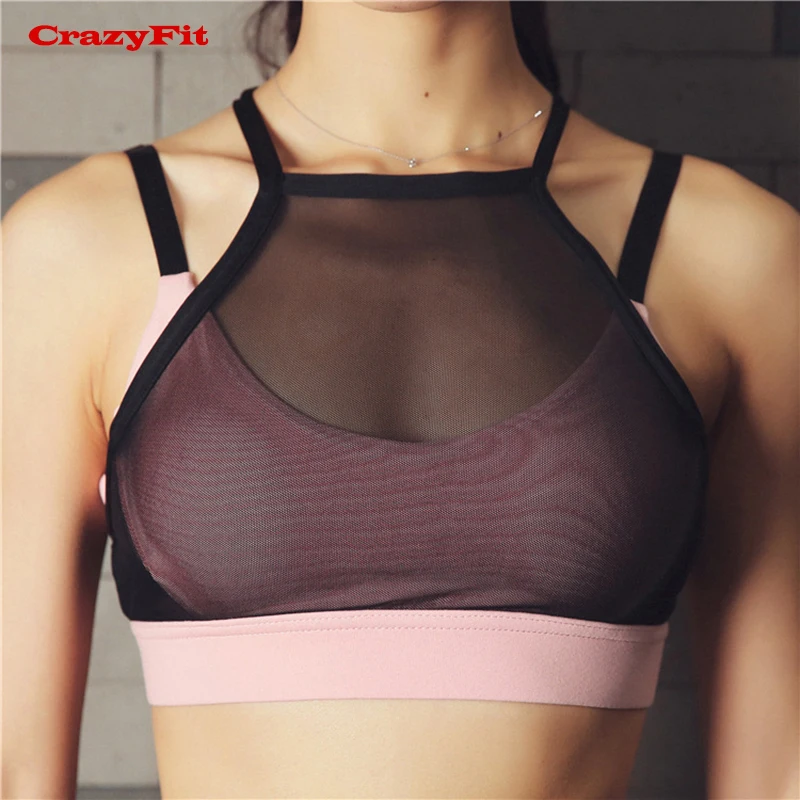 Crazyfit Йога Топ спортивный бюстгальтер футболка Для женщин без рукавов спандекс сетчатые бак Фитнес тренировки тренажерный зал пикантные Джерси жилет одежда