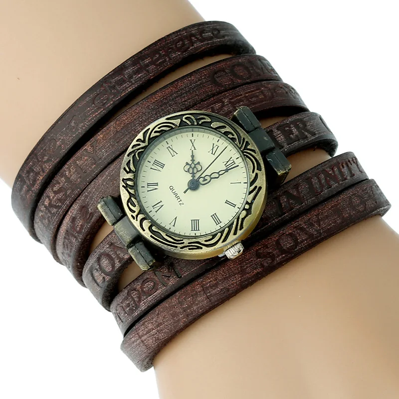 Женские кварцевые часы с браслетом Gnova Платиновые из натуральной кожи|school