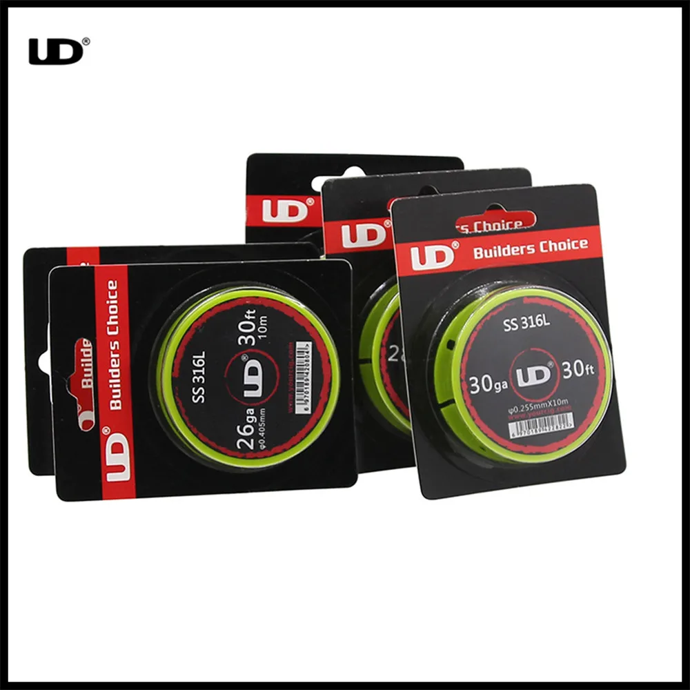 YOUDE UD ss316l Провода Нержавеющая сталь DIY катушки 24GA 26ga 28ga 30ga 32ga VAPE Отопление