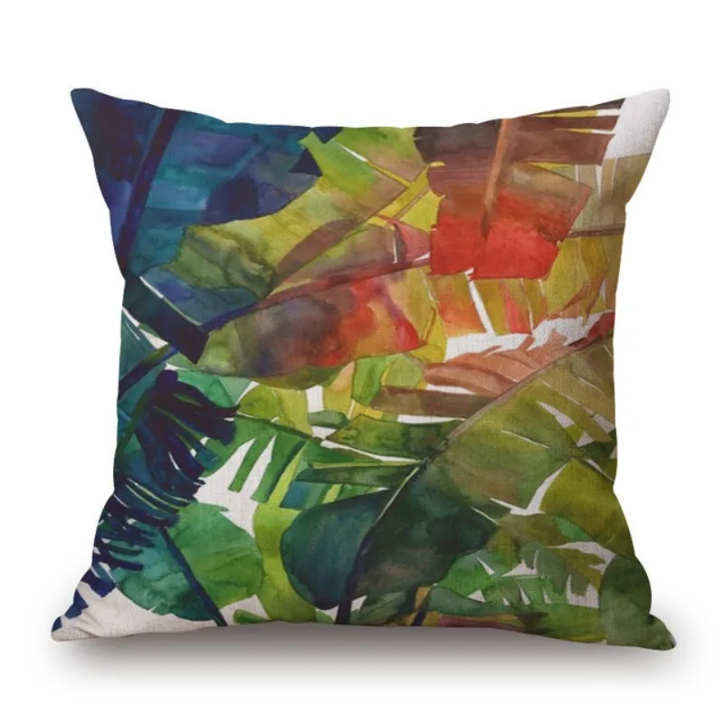 Подушки с тропическими растениями пальмовыми листьями для домашнего декора