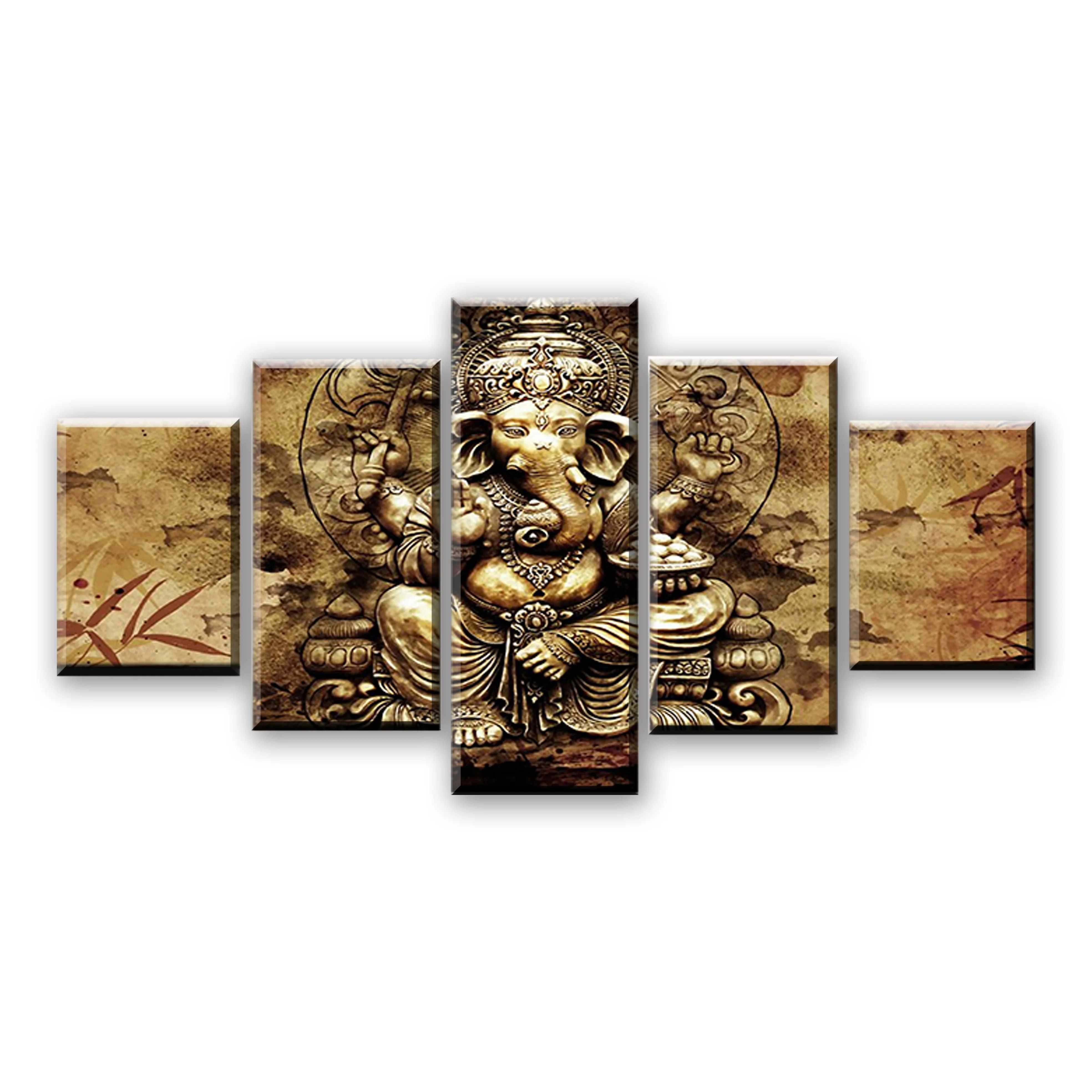 

Modern HD Printed Canvas Posters Home Decor 5 Pieces India Ganesha Paintings Wall Art Elephant Trunk God Pictures Unframed