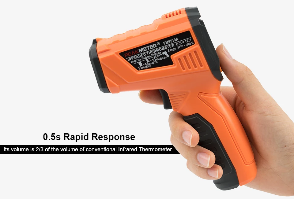 PEAKMETER PM6519B/PM6519C ЖК ручной лазерный цифровой ИК инфракрасный термометр Температура-50~ 500 градусов Бесконтактный тест окружающей среды