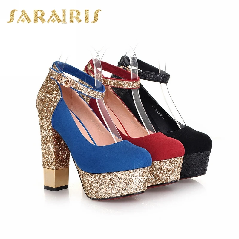 

SARAIRIS 2018 Large Size 32-43 Bling Upper Brand Women Pumps Shoes High Heels Sexy Party Wedding Bride Woman Shoes