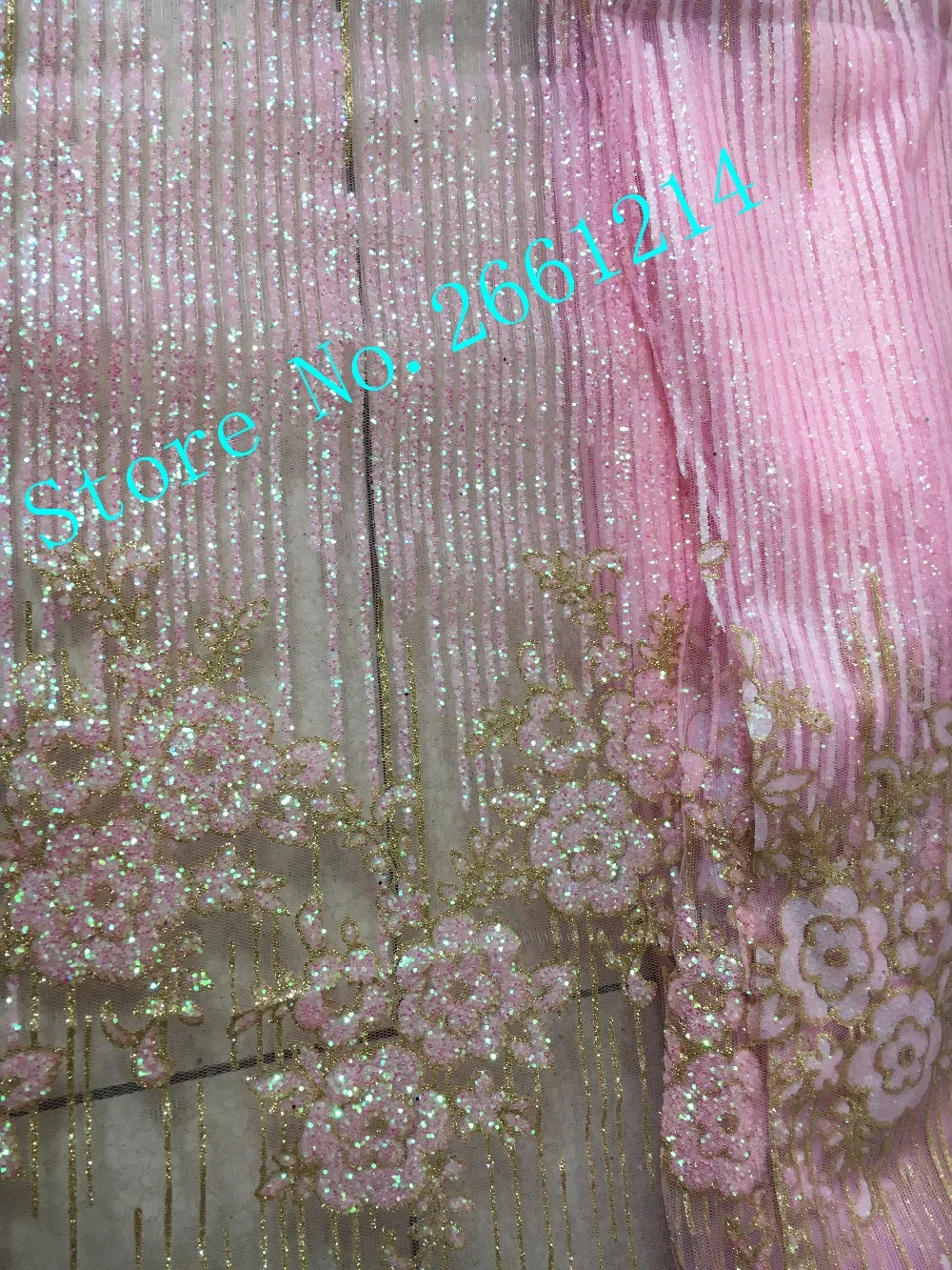 hot selling french net lace fabric with gold glued glitter fashion BZL-61205 african tulle | Дом и сад