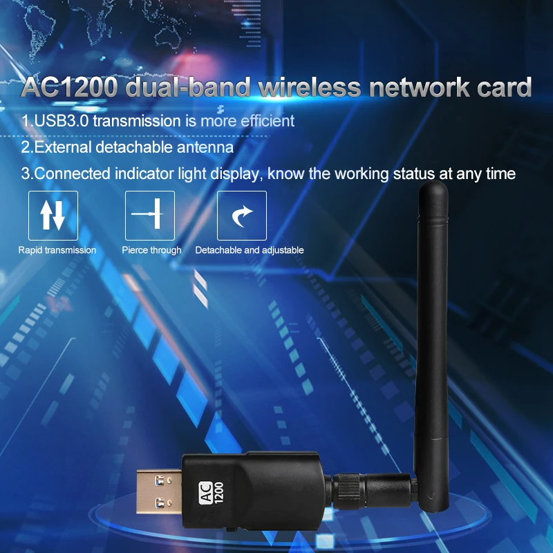 Двухдиапазонный AC1200 беспроводной USB wifi адаптер 3 0 2 4G + 5 ГГц 802 11 acbgn гигабитная WiFi