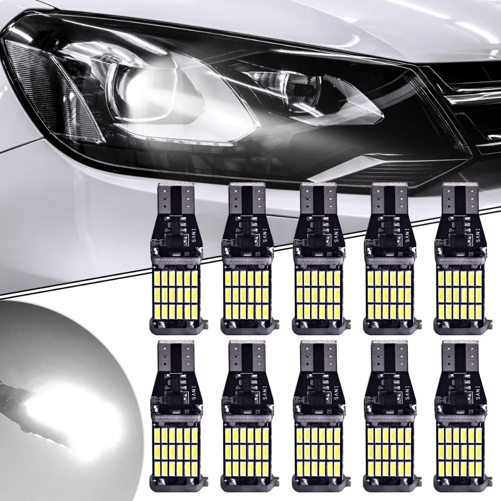 10 шт. автомобильный Стайлинг W16W T15 921 45SMD LED 4014 чип лампа высокой мощности
