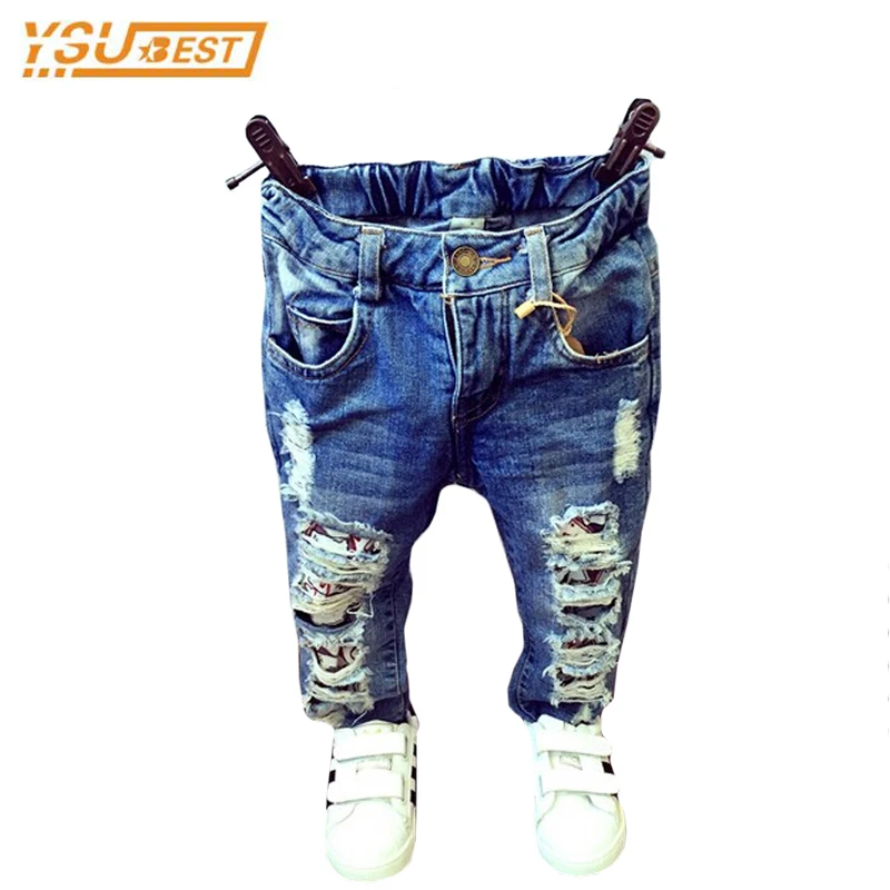Брюки с дырками для маленьких мальчиков и девочек 1 7 лет 2019 г. Модные джинсы