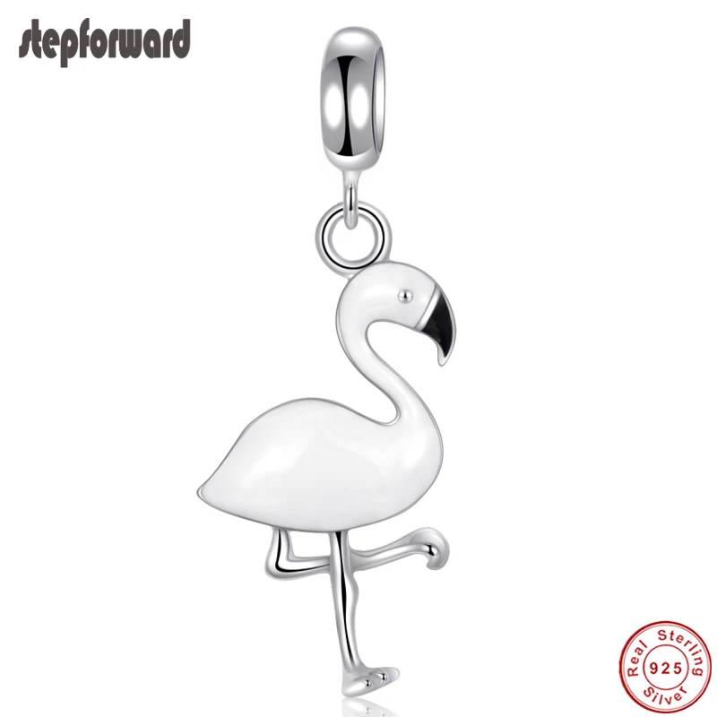 

100% 925 Sterling Silver Pendant Red-crowned Crane Hanging Charm Fit Original Bracelet Necklace Bangle Fashion Jewelry Gift