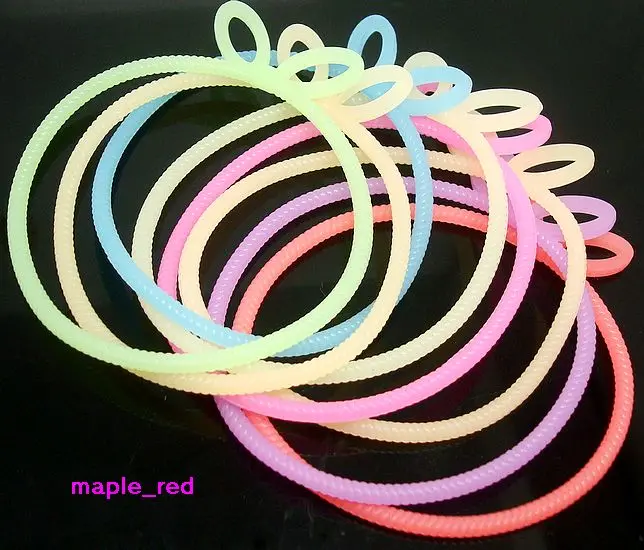 Флуоресцентный Эластичный Силиконовый Браслет смешанных цветов с милыми