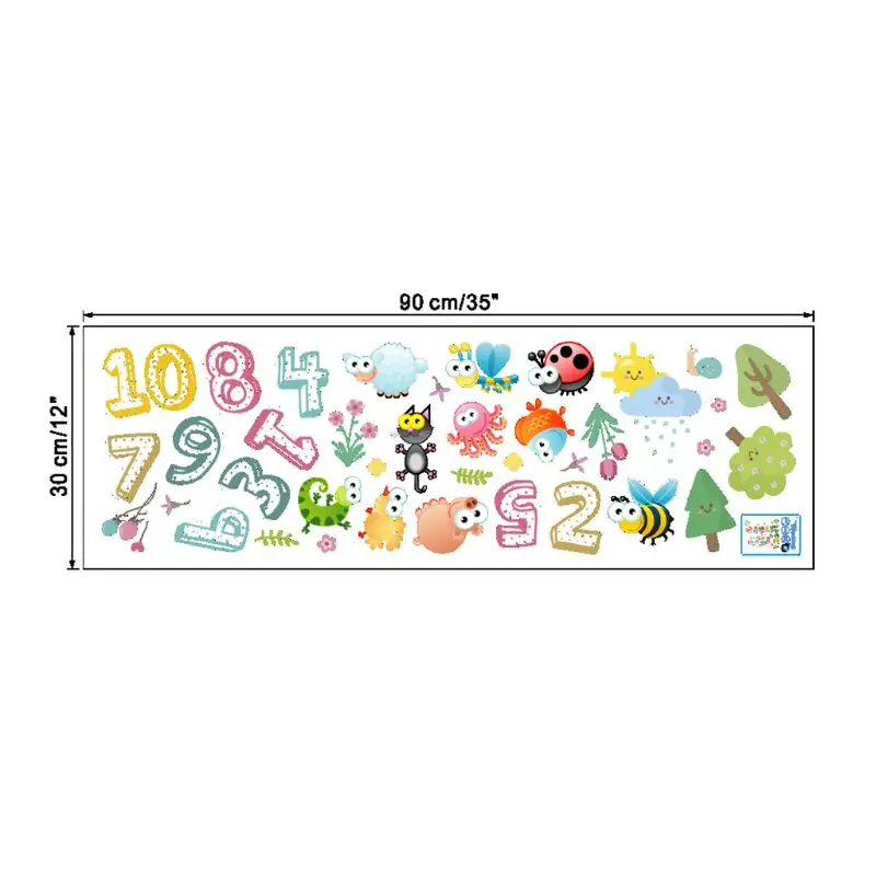 

Creative Animal Number Cartoon Wall Sticker Children Room Kindergarten Classroom Layout Early Education Self-adhesive Paper Mura