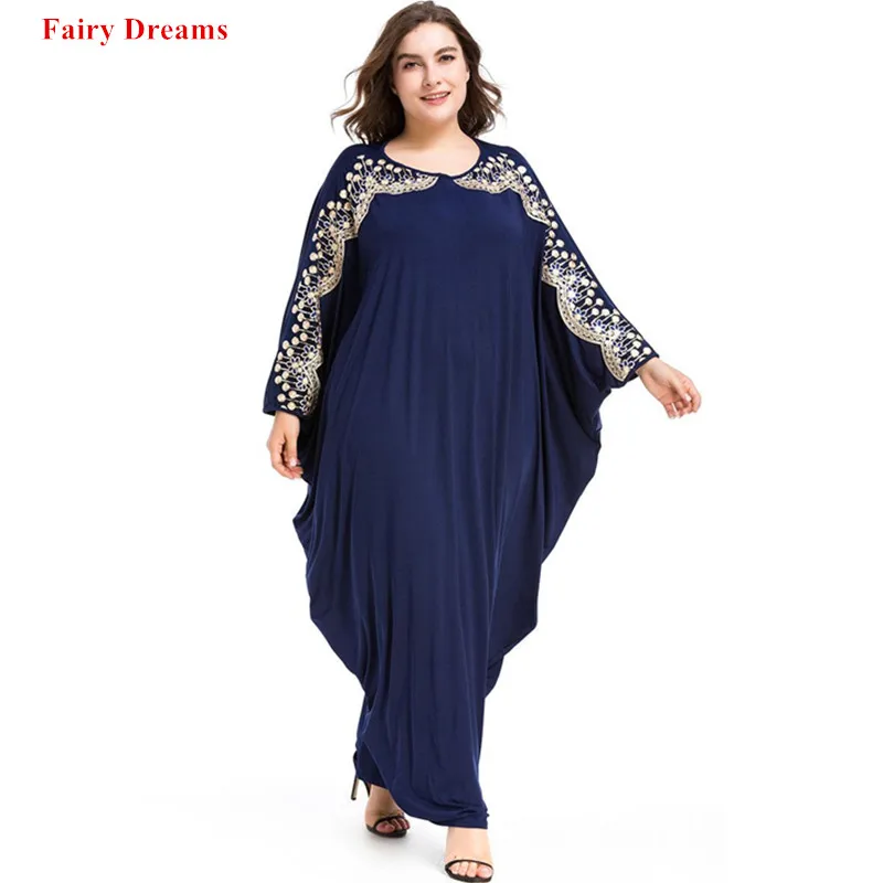 Долго мусульманское платье Летучая мышь рукава свободные Исламская Abayas Дубай Для женщин одежда весна-осень турецкий кафтан Турции арабских халат