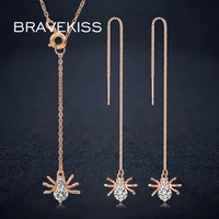 bravekiss luxury insect spider long chain dangle jewelry sets necklace cute drop earrings cz and pendants set for women bus0034