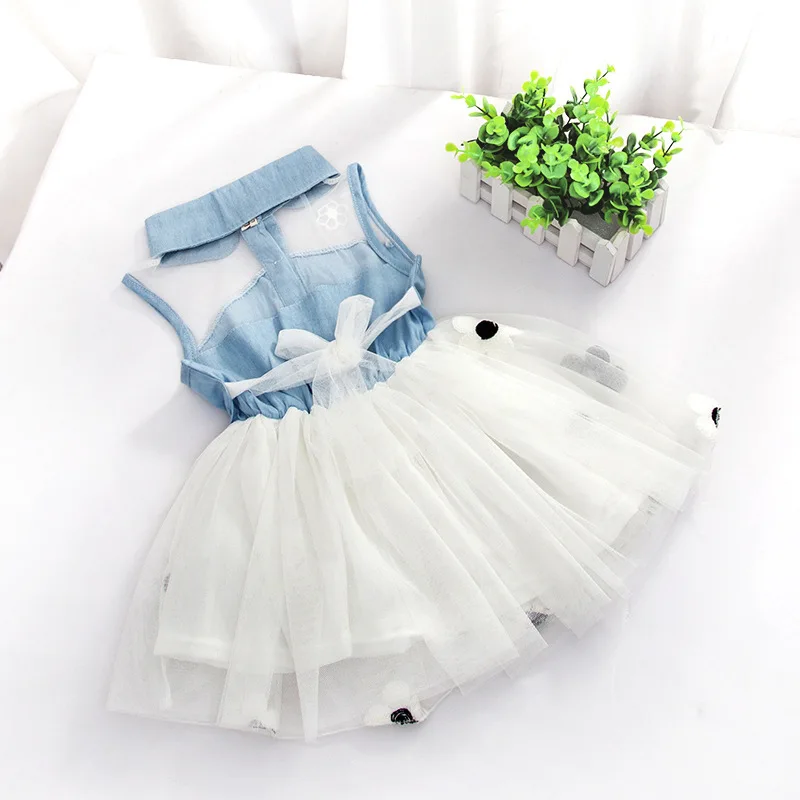 New Princess Baby Girl's Kids Denim Sleeveless Tops Tulle Tutu Mini Dresses | Детская одежда и обувь